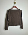 Nation LA 100% Cotton Rochelle Boat-Neck Sweater in Espresso Brown
