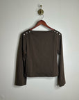 Nation LA 100% Cotton Rochelle Boat-Neck Sweater in Espresso Brown