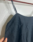 Unsubscribed 100% Linen Black Boxy Loose Fit Camisole Adjustable Tie Back Top