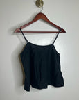 Unsubscribed 100% Linen Black Boxy Loose Fit Camisole Adjustable Tie Back Top