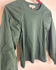 Nation LA 100% Cotton Forest Green Long Sleeve Ruched Shirred Blouse Top