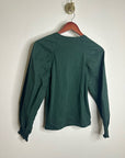 Nation LA 100% Cotton Forest Green Long Sleeve Ruched Shirred Blouse Top