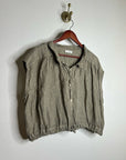 Free People x CP Shades 100% Linen Striped Boxy Fit Sleeveless Button Down Top