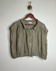 Free People x CP Shades 100% Linen Striped Boxy Fit Sleeveless Button Down Top