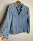 J. Crew Point Sur 100% Cotton Chambray Denim Button Down Long Sleeve Shirt