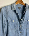 J. Crew Point Sur 100% Cotton Chambray Denim Button Down Long Sleeve Shirt