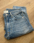 SLVRLAKE 100% Cotton Virginia Slim Straight Leg Distressed Jean Rolling Waters