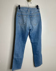 SLVRLAKE 100% Cotton Virginia Slim Straight Leg Distressed Jean Rolling Waters