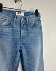 SLVRLAKE 100% Cotton Virginia Slim Straight Leg Distressed Jean Rolling Waters