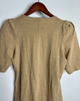 Nation LA 100% Cotton Jen Gold Button Down Puff Sleeve Top in Toffee