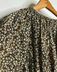 MATTEAU 100% Organic Cotton Neutral Floral Puff Sleeve V - Neck Mini Dress