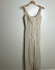 Reformation 100% Linen Tan Striped Smocked Tailored Jumpsuit