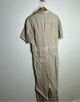 MATE 100% Organic Linen Utility Style Short Sleeve Jumpsuit in Natural