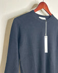 One Grey Day 100% Merino Wool Fine Knit Black Crew Neck Pullover Sweater