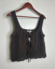 Madewell 100% Cotton Pointelle-Stitch Tie-Front Sweater Tank in Dark Brown