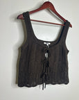 Madewell 100% Cotton Pointelle-Stitch Tie-Front Sweater Tank in Dark Brown