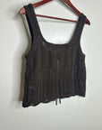 Madewell 100% Cotton Pointelle-Stitch Tie-Front Sweater Tank in Dark Brown