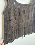 Madewell 100% Cotton Pointelle-Stitch Tie-Front Sweater Tank in Dark Brown
