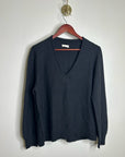 POETRY 100% Organic Cotton Charcoal Gray V - Neck Textured Knit Sweater