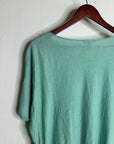 Eileen Fisher Organic Linen Cotton Teal Blue Short Sleeve Knit Top