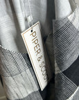 Piper & Scoot Hemp Cotton Black White Checkered Midi Dress Short Sleeve