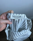 Nation LA 100% Linen White Blue Striped Cropped Tank Top Shell Button Detail