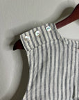 Nation LA 100% Linen White Blue Striped Cropped Tank Top Shell Button Detail