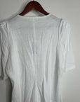 Nation LA 100% Cotton Jen Gold Button Down Puff Sleeve Top in White