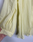Masscob 100% Cotton Gauze Yellow Button Down Blouse