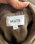 MATE The Label 100% Organic Cotton Gauze Button Down Shirt Brown Tan
