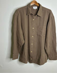MATE The Label 100% Organic Cotton Gauze Button Down Shirt Brown Tan