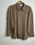 MATE The Label 100% Organic Cotton Gauze Button Down Shirt Brown Tan