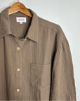 MATE The Label 100% Organic Cotton Gauze Button Down Shirt Brown Tan