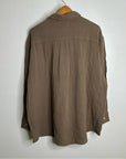 MATE The Label 100% Organic Cotton Gauze Button Down Shirt Brown Tan