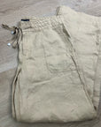Ralph Lauren 100% Linen Wide Leg Drawstring Pull on Pant in Birch Tan