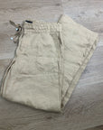 Ralph Lauren 100% Linen Wide Leg Drawstring Pull on Pant in Birch Tan