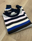 Nation LA Cotton Cashmere Yanni Knit Striped Sweater in Blush Vintage Stripe
