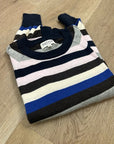 Nation LA Cotton Cashmere Yanni Knit Striped Sweater in Blush Vintage Stripe