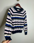 Nation LA Cotton Cashmere Yanni Knit Striped Sweater in Blush Vintage Stripe
