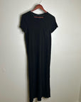 ATM 100% Cotton Slub Black Short Sleeve Maxi Length T - Shirt Dress