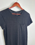 ATM 100% Cotton Slub Black Short Sleeve Maxi Length T - Shirt Dress