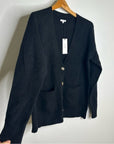 Unsubscribed 100% Cashmere Black Button Down Cardigan Boyfriend Sweater