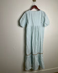 Ex - Voto 100% Cotton Poplin Hayes Embroidered Floral Maxi Dress in Blue