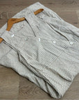 Soft Surroundings Hemp Cotton Neutral Striped Button Down Tank Midi Dress