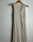 Soft Surroundings Hemp Cotton Neutral Striped Button Down Tank Midi Dress