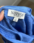 Nation LA 100% Cotton Penelope Smocked Midi Dress in Blue Laguna