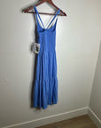 Nation LA 100% Cotton Penelope Smocked Midi Dress in Blue Laguna