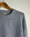 J. Crew 100% Lambs Wool Knit Heathered Blue Oversized Pullover Sweater