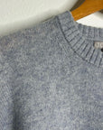 J. Crew 100% Lambs Wool Knit Heathered Blue Oversized Pullover Sweater