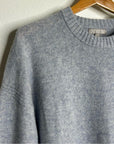 J. Crew 100% Lambs Wool Knit Heathered Blue Oversized Pullover Sweater